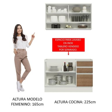 MUEBLE DE COCINA INTEGRAL GLAMY 120 CM 02 - BLANCO/MARRÓN - 5