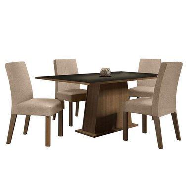 JUEGO COMEDOR MADESA 4 SILLAS MARRÓN FLAVIA NEGRO IMPERIAL