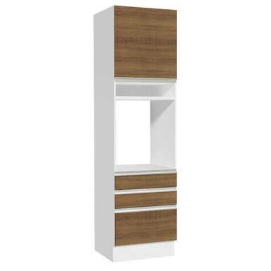 MUEBLE DE COCINA MADESA GLAMY 3 CAJONES TORRE PARA HORNOS 1 PUERTA Y 60 CM BLANCO/MARRÓN
