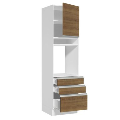 MUEBLE DE COCINA MADESA GLAMY 3 CAJONES TORRE PARA HORNOS 1 PUERTA Y 60 CM BLANCO/MARRÓN - 2
