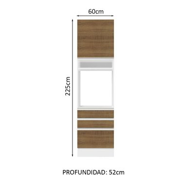MUEBLE DE COCINA MADESA GLAMY 3 CAJONES TORRE PARA HORNOS 1 PUERTA Y 60 CM BLANCO/MARRÓN - 4