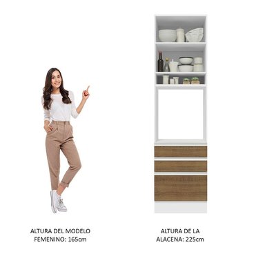 MUEBLE DE COCINA MADESA GLAMY 3 CAJONES TORRE PARA HORNOS 1 PUERTA Y 60 CM BLANCO/MARRÓN - 5