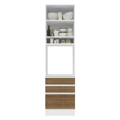 MUEBLE DE COCINA MADESA GLAMY 3 CAJONES TORRE PARA HORNOS 1 PUERTA Y 60 CM BLANCO/MARRÓN - 6