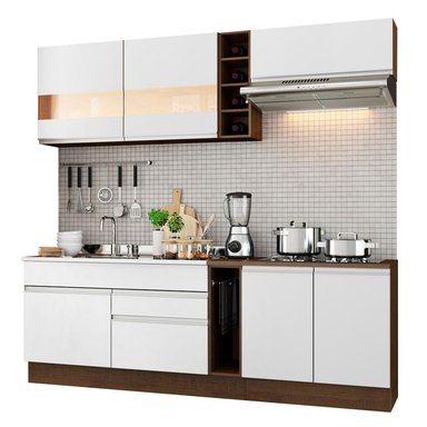 MUEBLE DE COCINA MADESA GLAMY INTEGRAL PARMA 220 CM MARRÓN/BLANCO 02