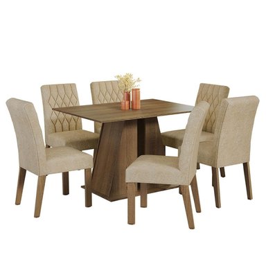 JUEGO DE COMEDOR FABIANA CON 6 SILLAS - MARRÓN/IMPERIAL
