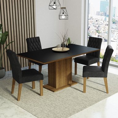 JUEGO COMEDOR MADESA 4 SILLAS NEGRO CINDY MARRÓN OXFORD - 1
