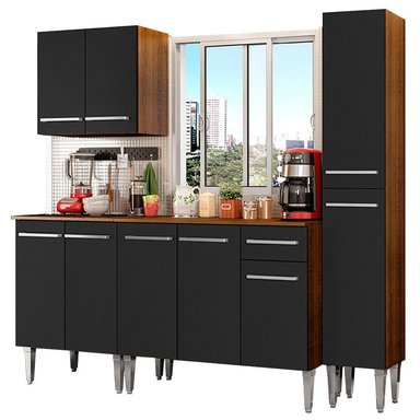 MUEBLE DE COCINA INTEGRAL EMILLY SING 201 CM - MARRÓN/NEGRO