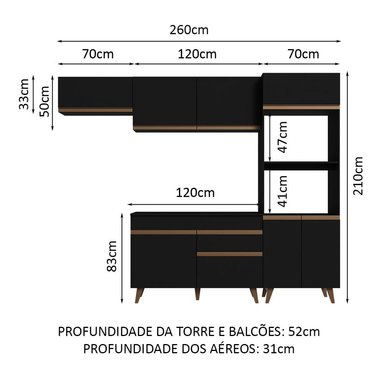 MUEBLE DE COCINA MADESA REIMS INTEGRAL 260 CM NEGRO 08 - 3
