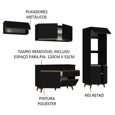 MUEBLE DE COCINA MADESA REIMS INTEGRAL 260 CM NEGRO 08 - 4