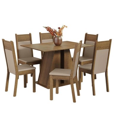 JUEGO COMEDOR MADESA 6 SILLAS BEIGE BEVERLY