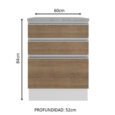 MUEBLE DE COCINA MADESA GLAMY 3 CAJONES 60 CM BLANCO/MARRÓN - 3