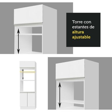 MUEBLE DE COCINA MADESA GLAMY TORRE PARA HORNOS 3 PUERTAS 70 CM BLANCO - 6