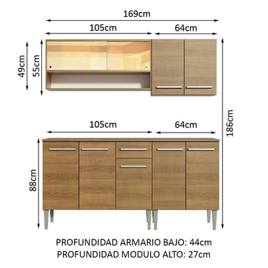 MUEBLE DE COCINA MADESA EMILLY INTEGRAL DANCE 169 CM MARRÓN 07 - 3