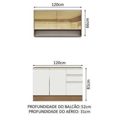 MUEBLE DE COCINA MADESA GLAMY INTEGRAL 120 CM MARRÓN/BLANCO 02 - 3