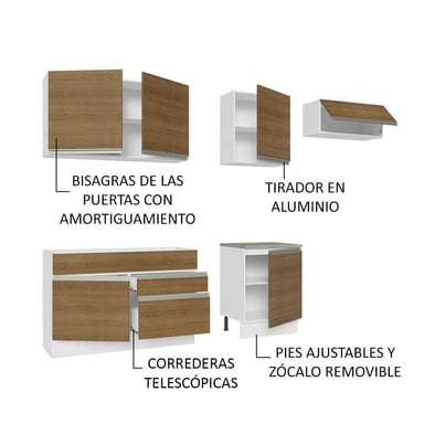 MUEBLE DE COCINA MADESA GLAMY INTEGRAL 260 CM BLANCO/MARRÓN 03 - 4