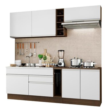MUEBLE DE COCINA MADESA GLAMY INTEGRAL PARMA 220 CM MARRÓN/BLANCO 03