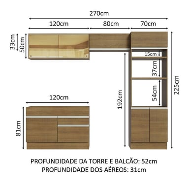 MUEBLE DE COCINA INTEGRAL GLAMY 270 CM MARRÓN 12 - 3