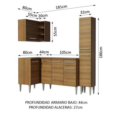 MUEBLE DE COCINA INTEGRAL EMILLY SONG 261 CM MARRÓN 01 - 3