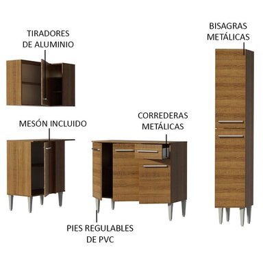MUEBLE DE COCINA INTEGRAL EMILLY SONG 261 CM MARRÓN 01 - 4