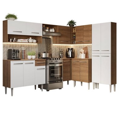 MUEBLE DE COCINA MADESA EMILLY INTEGRAL 417 CM MARRÓN/BLANCO 02