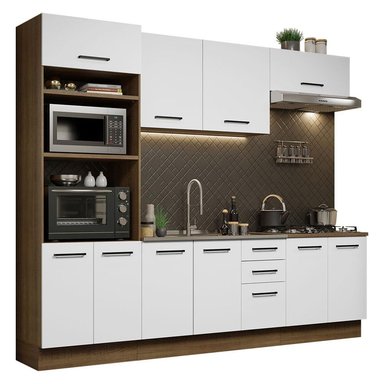 MUEBLE DE COCINA INTEGRAL AGATA 270 CM 01 - MARRÓN/BLANCO - 1