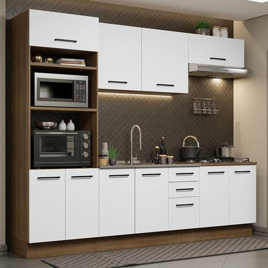 MUEBLE DE COCINA INTEGRAL AGATA 270 CM 01 - MARRÓN/BLANCO - 2