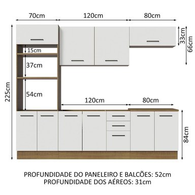 MUEBLE DE COCINA INTEGRAL AGATA 270 CM 01 - MARRÓN/BLANCO - 3