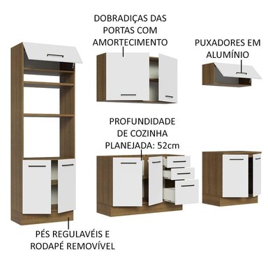 MUEBLE DE COCINA INTEGRAL AGATA 270 CM 01 - MARRÓN/BLANCO - 4