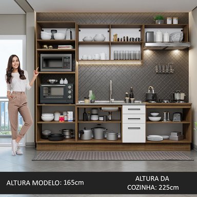 MUEBLE DE COCINA INTEGRAL AGATA 270 CM 01 - MARRÓN/BLANCO - 5