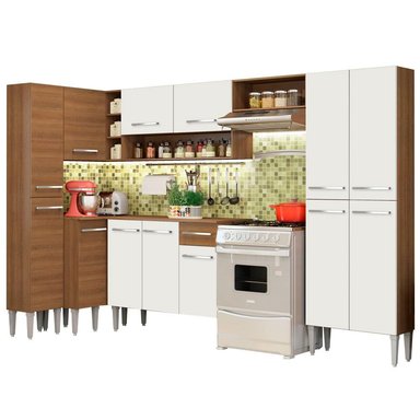MUEBLE DE COCINA INTEGRAL EMILLY LOVE 385 CM MARRÓN/BLANCO 01