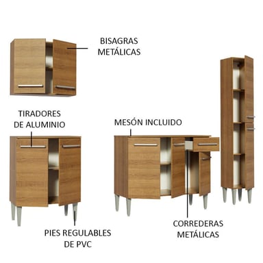 MUEBLE DE COCINA INTEGRAL EMILLY SING 201 CM MARRÓN 01 - 6