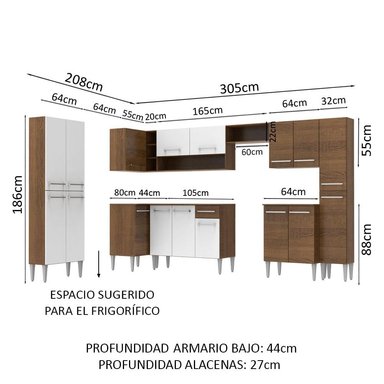 MUEBLE DE COCINA INTEGRAL EMILLY LIVE 513 CM MARRÓN/BLANCO 01 - 3