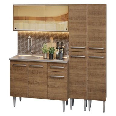 MUEBLE DE COCINA INTEGRAL EMILLY 169CM CON FREGADERO MARRÓN 12 - 1