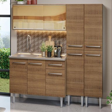 MUEBLE DE COCINA INTEGRAL EMILLY 169CM CON FREGADERO MARRÓN 12 - 2