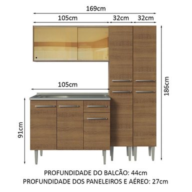 MUEBLE DE COCINA INTEGRAL EMILLY 169CM CON FREGADERO MARRÓN 12 - 3