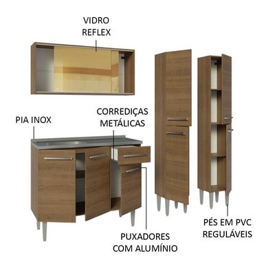MUEBLE DE COCINA INTEGRAL EMILLY 169CM CON FREGADERO MARRÓN 12 - 4