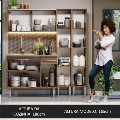 MUEBLE DE COCINA INTEGRAL EMILLY 169CM CON FREGADERO MARRÓN 12 - 5