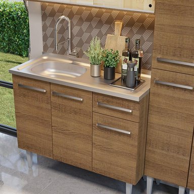 MUEBLE DE COCINA INTEGRAL EMILLY 169CM CON FREGADERO MARRÓN 12 - 6