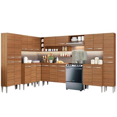 MUEBLE DE COCINA INTEGRAL DE ESQUINA EMILLY BIG 513 CM - MARRÓN