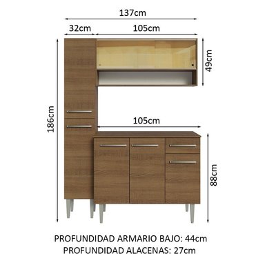 MUEBLE DE COCINA INTEGRAL EMILLY 137 CM MARRÓN 09 - 3