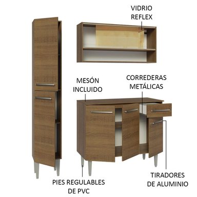 MUEBLE DE COCINA INTEGRAL EMILLY 137 CM MARRÓN 09 - 4