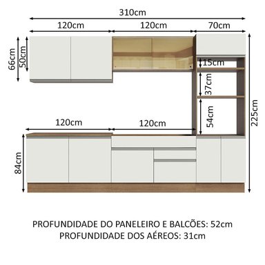 MUEBLE DE COCINA MADESA GLAMY INTEGRAL 310 CM MARRÓN/BLANCO 01 - 3