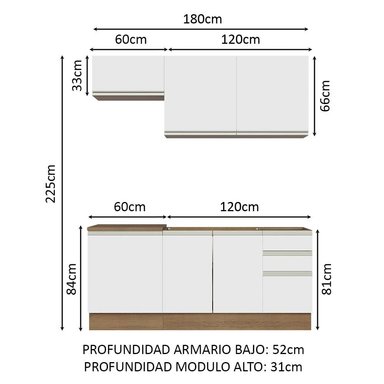 MUEBLE DE COCINA MADESA GLAMY INTEGRAL 180 CM MARRÓN/BLANCO 07 - 3