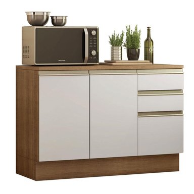MUEBLE DE COCINA MADESA GLAMY 3 CAJONES 2 PUERTAS Y 120 CM CON ENCIMERA MARRÓN/BLANCO