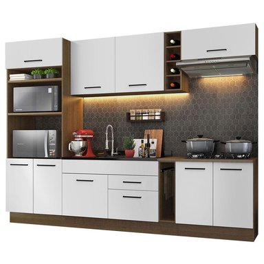 MUEBLE DE COCINA MADESA AGATA INTEGRAL 290 CM MARRÓN/BLANCO 01