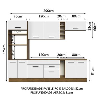 MUEBLE DE COCINA MADESA AGATA INTEGRAL 290 CM MARRÓN/BLANCO 01 - 3