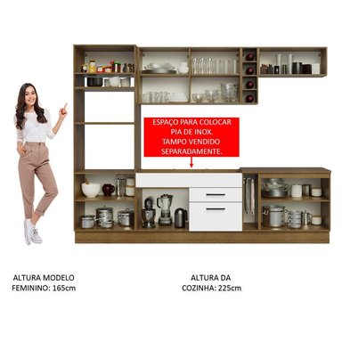 MUEBLE DE COCINA MADESA AGATA INTEGRAL 290 CM MARRÓN/BLANCO 01 - 5