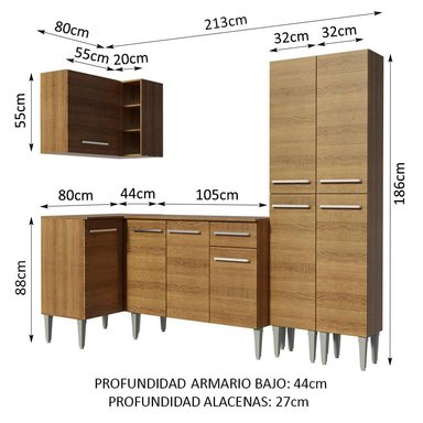 MUEBLE DE COCINA INTEGRAL EMILLY MUSIC 293 CM MARRÓN 02 - 3