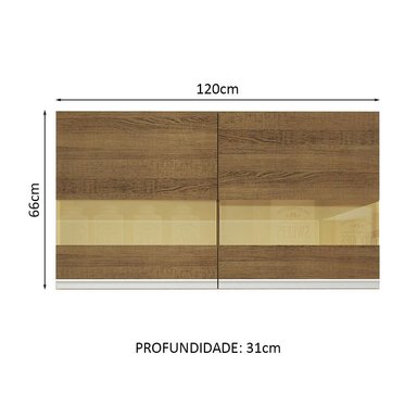ALACENA DE COCINA GLAMY 120 CM 2 PUERTAS CON CRISTAL REFLEX - MARRÓN - 2