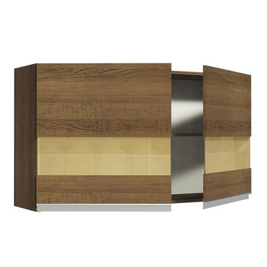 ALACENA DE COCINA GLAMY 120 CM 2 PUERTAS CON CRISTAL REFLEX - MARRÓN - 5